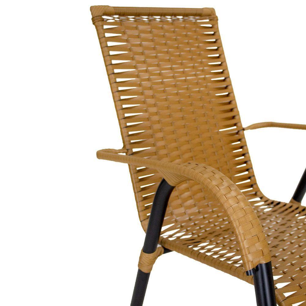 Miniatura Conjunto De 4 Cadeiras Bela De Aço Carbono E Fibra Sintética Caramelo