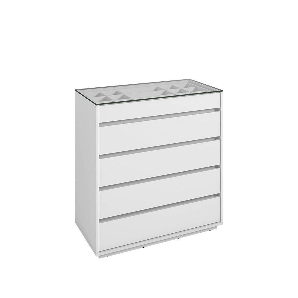 Miniatura Cômoda Organizadora Ellie 5 Gavetas - D'rossi Cor Cinza Pérola