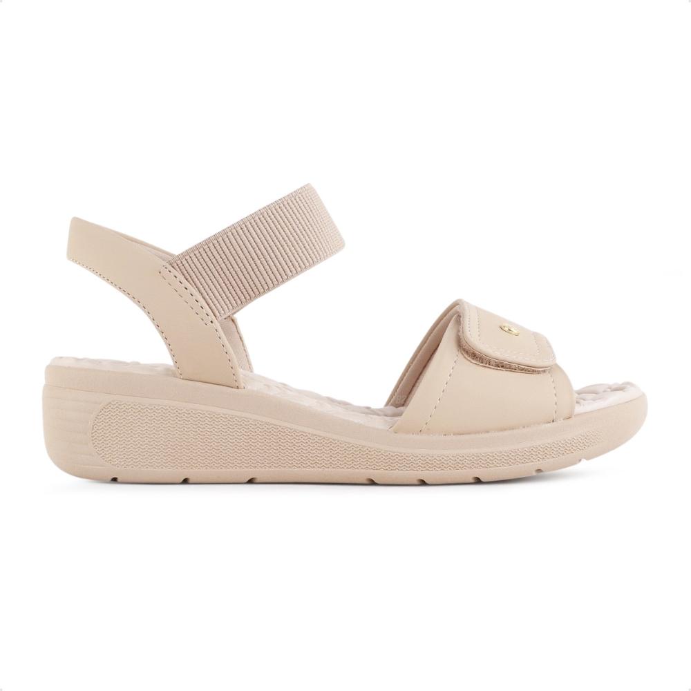 Miniatura Sandália Comfortflex Anabela Feminina Creme / Bege - 34