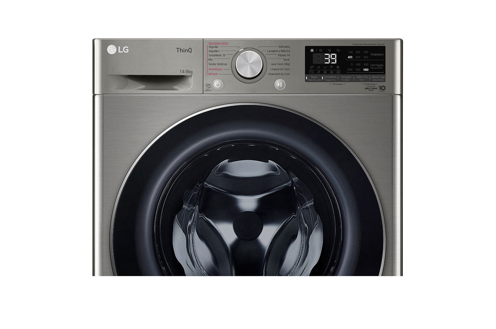Lava e Seca LG Smart VC2 14kg Inox Look com Inteligência Artificial AIDD™ (CV9014PC2) - 110v