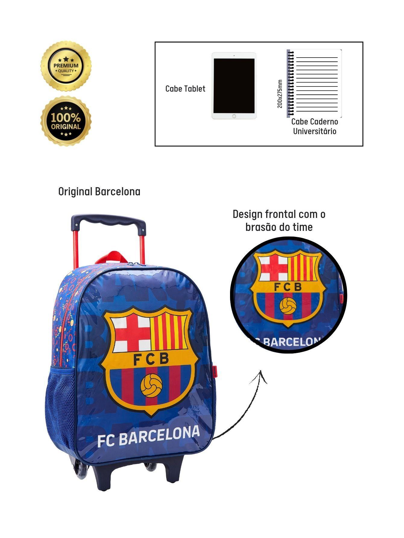 Miniatura Mochila Escolar Rodinha Barcelona Futbol Club  13560
