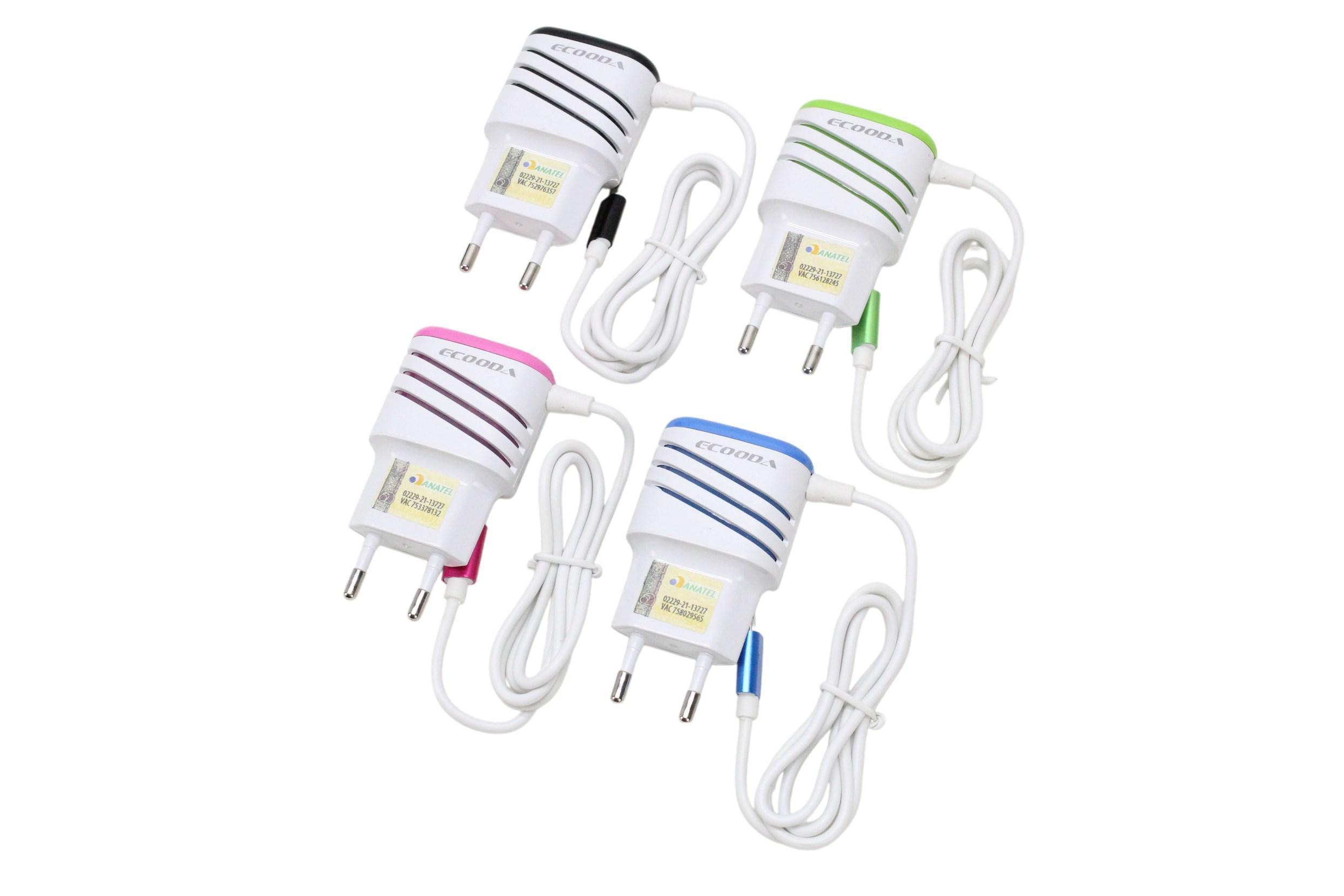 Carregador Ecooda Duas Entradas Usb E Cabo Micro Usb 3.6A