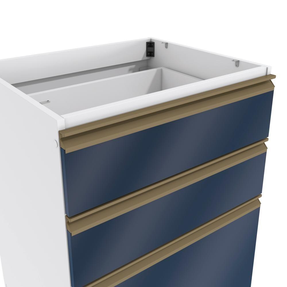Miniatura Balcão 3 Gavetas Kappesberg Celeste 100% Mdf Branco-azul Profundo 60cm