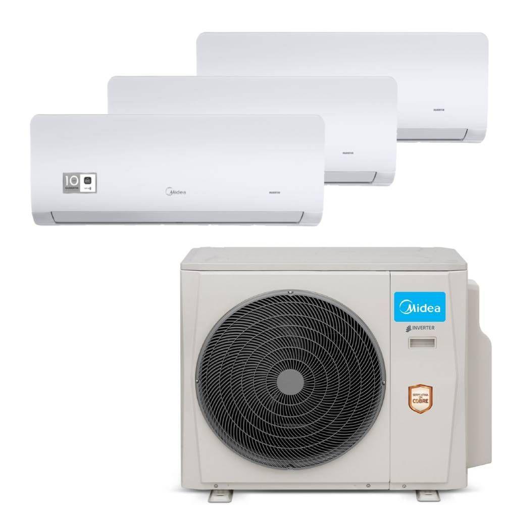 Miniatura Ar Condicionado Multi Tri Split Midea Xtreme Save 27000 BTU (2X9000+1X12000) Quente e Frio 220V