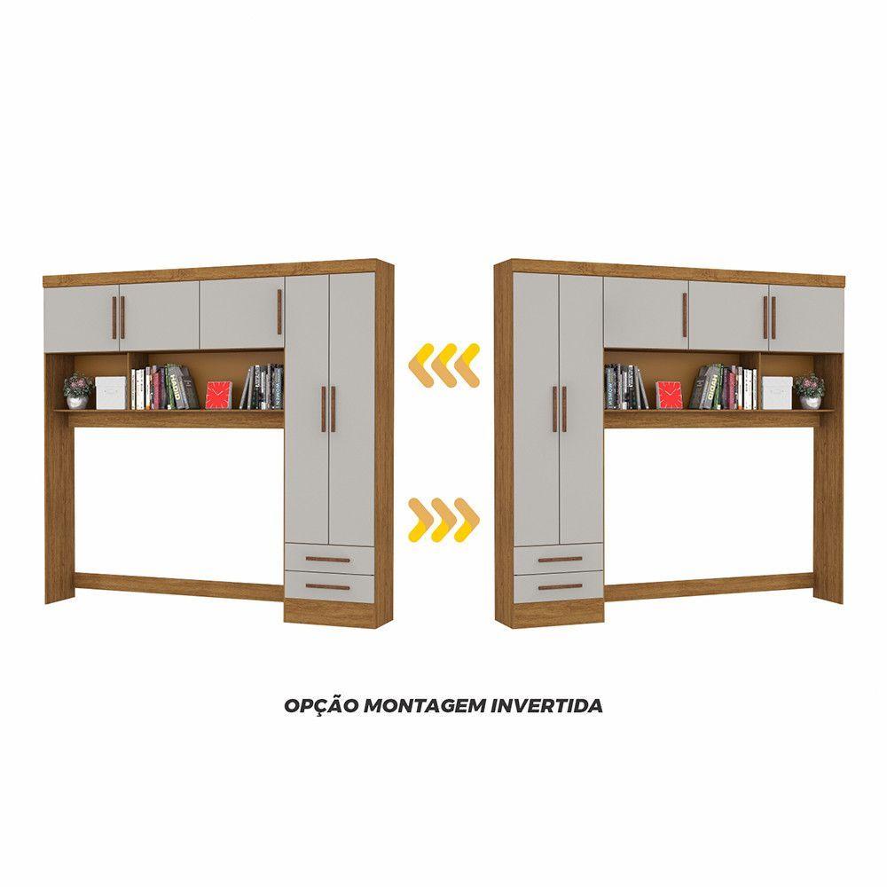 Miniatura Guarda Roupa Modulado Com Cama Paris 5 Portas 2 Gavetas Freijó Com Off White