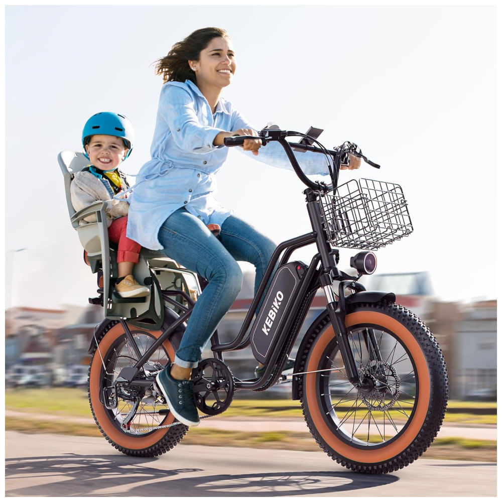 Bicicleta Elétrica para 2 Pessoas, Bateria Removível de 48V 20AH, Motor de Pico, Pneu Gordo de 20"x 4.0" para Adultos, Autonomia de 80 Milhas, 30 MPH,