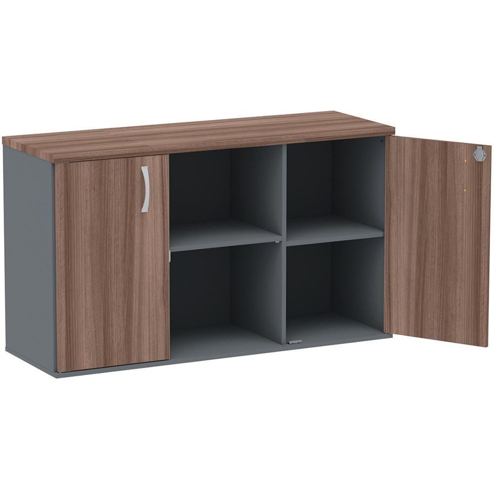 Miniatura Armário Baixo Credenza Pe25 Pandin 121,50 Cm (Largura) Em Mdp Walnut E Grafito E Duas Portas