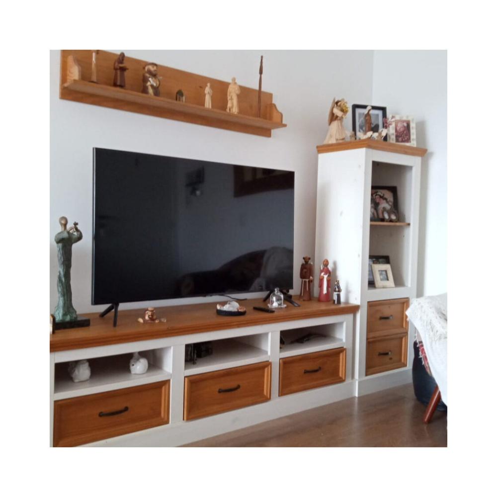 Rack de Madeira para Tv Coleção England Branco /natural