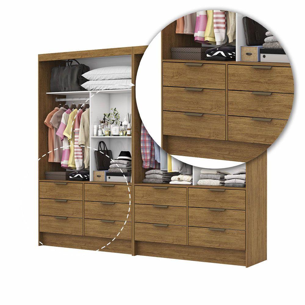 Closet Casal Duplo Sevilha 4portas 12 Gavetas Carioca Móveis Cinamomo