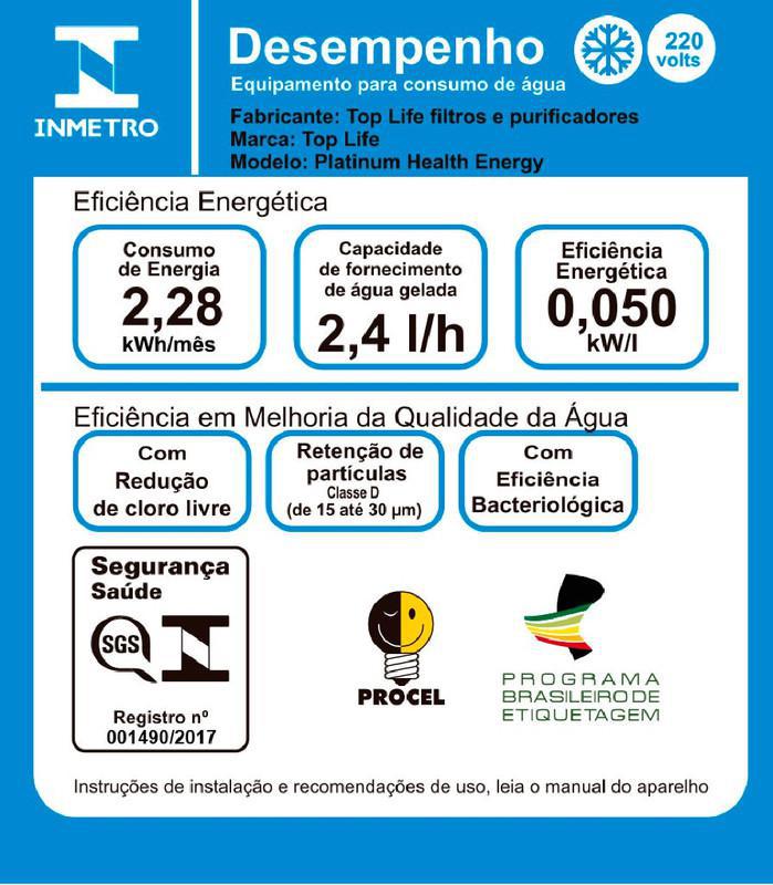Miniatura Purificador Top Life Health Energy Água Alcalina Preto 220V Alcalino - Preto - Purificadores - Purificador - Top life - 60 l/h - 60 hz - 40 m.c.a - 30,5cm - Cloro - Health energy - 220 v