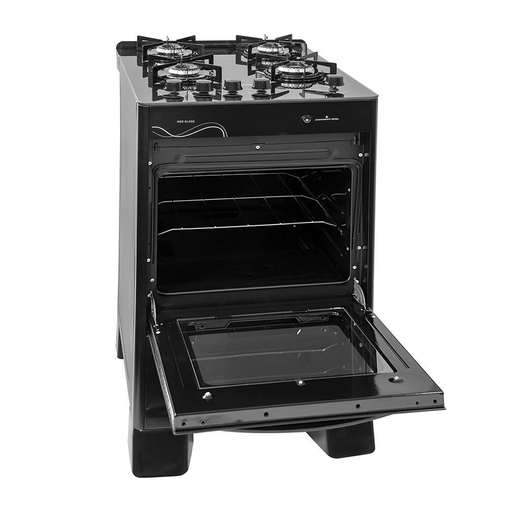 Miniatura Fogão a Gás 4 Bocas Suggar Neo Glass 4 Queimadores Preto - Bivolt
