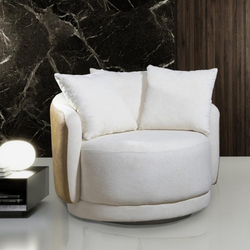 Miniatura Poltrona Decorativa Giratória Hera Produto Exclusivo Off White / Mel