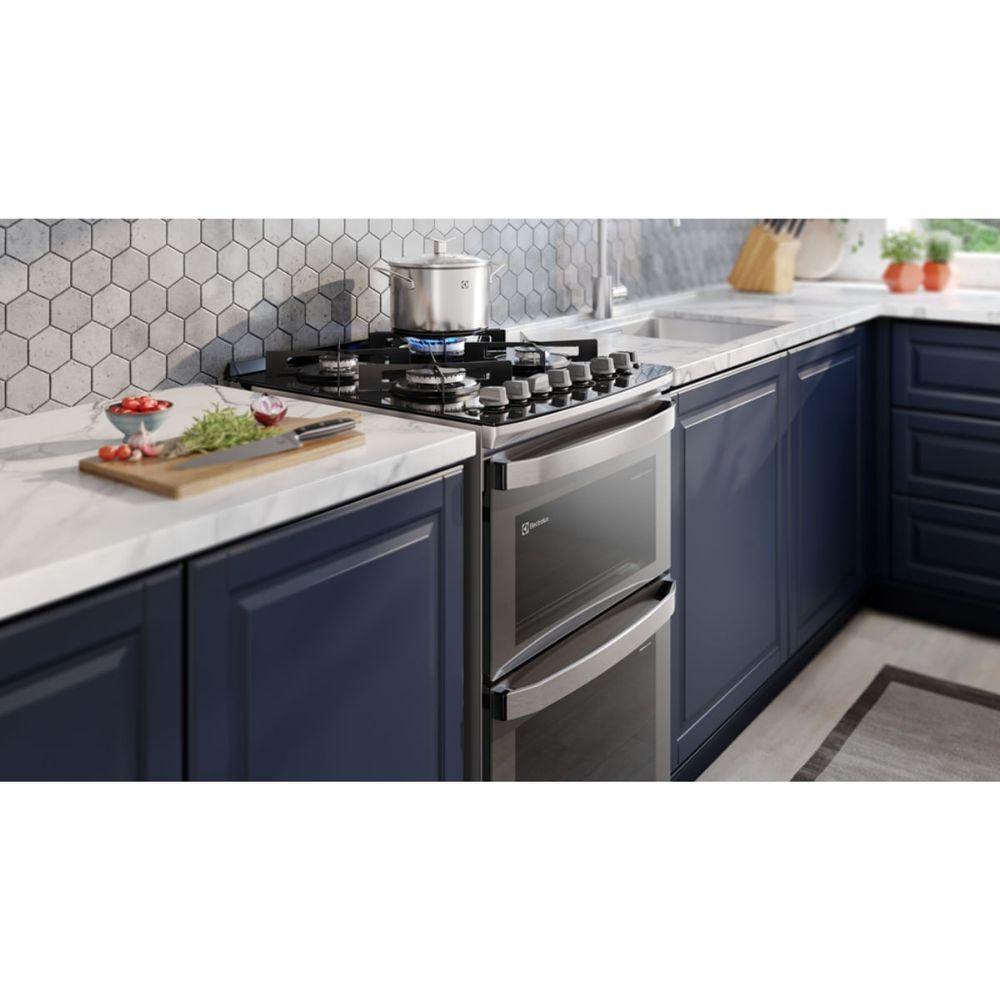 Fogão Electrolux FE4DC com Forno Duplo PerfectCook360 4 Queimadores Cinza 110V