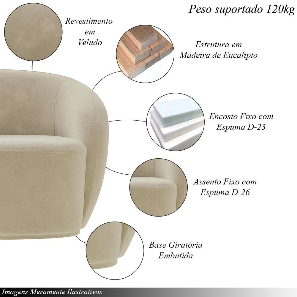 Miniatura Poltrona Decorativa íbis Encosto Fixo Veludo Bege G33 Gran Belo