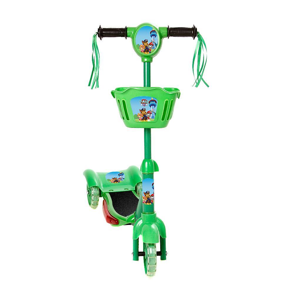 Miniatura Patinete Infantil Patrulha Canina Verde 3 Rodas Ajustável