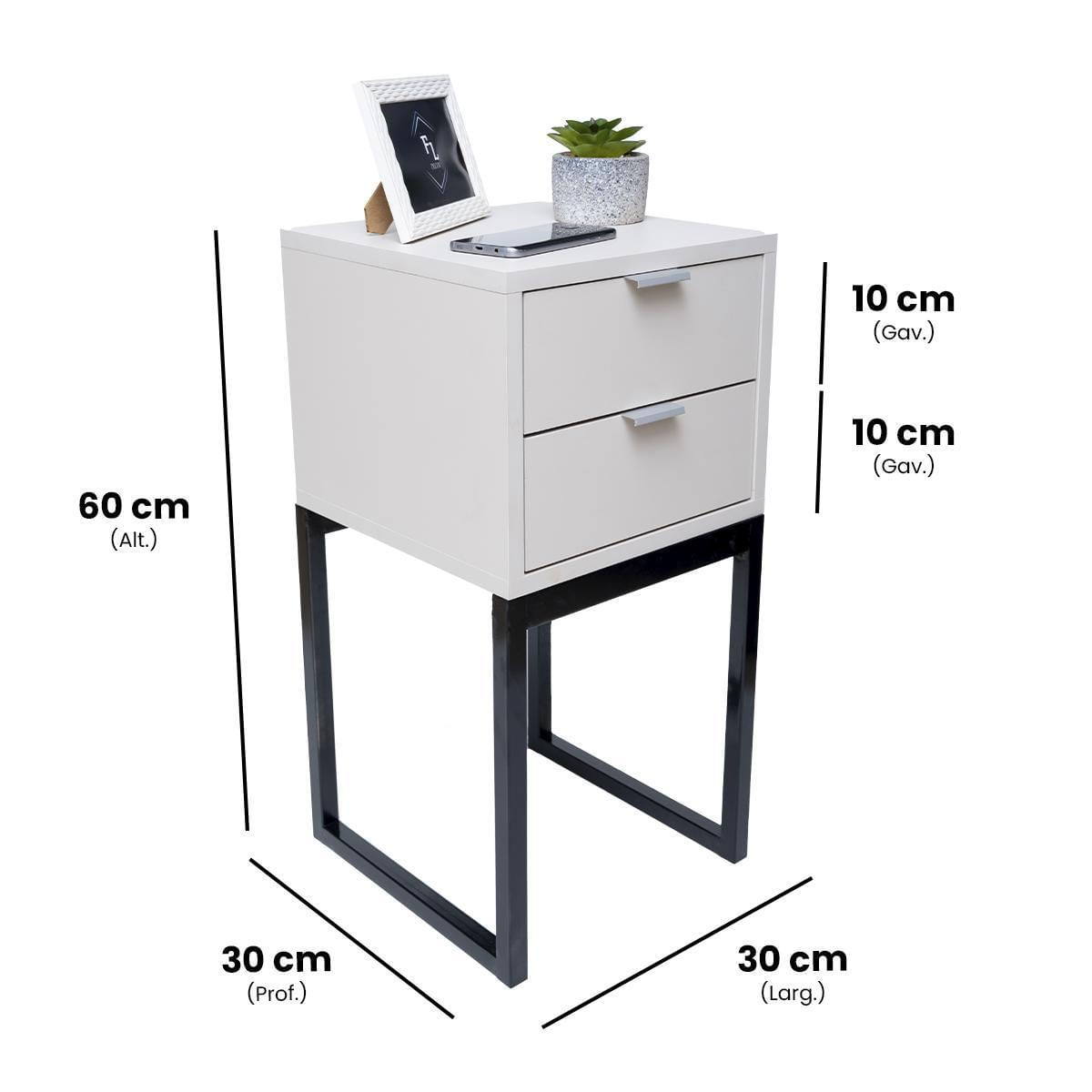 Miniatura Mesa Cabeceira 30Cm Eco Industrial 2 Gavetas Mdf Pés Preto