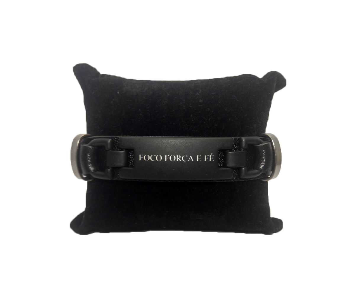 Miniatura Pulseira Masculina Foco Força e Fé Amuleto Negro Trava