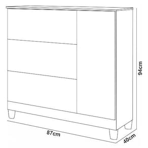Cômoda Móveis Estrela Fast Car com 3 Gavetas e 1 Porta - Branco/Vermelho/Preto