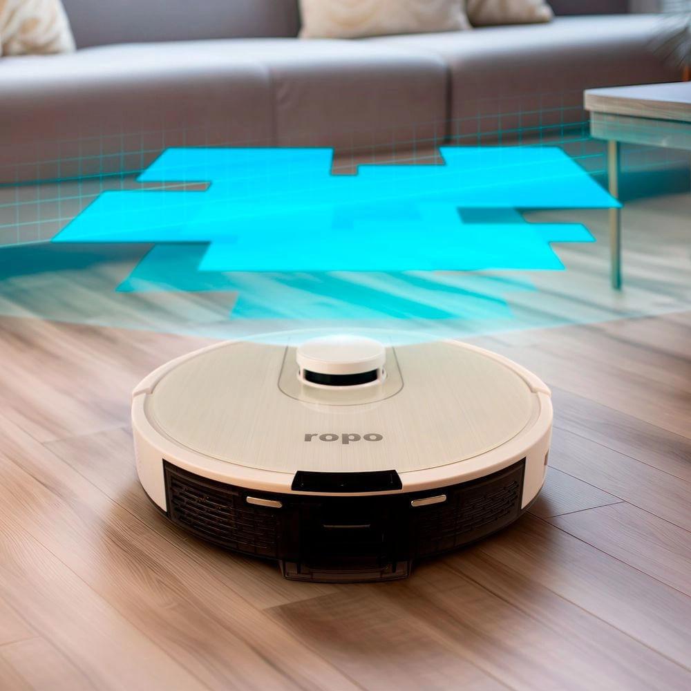 Miniatura Robô Aspirador Ropo Glass 4 Pro Branco 127V