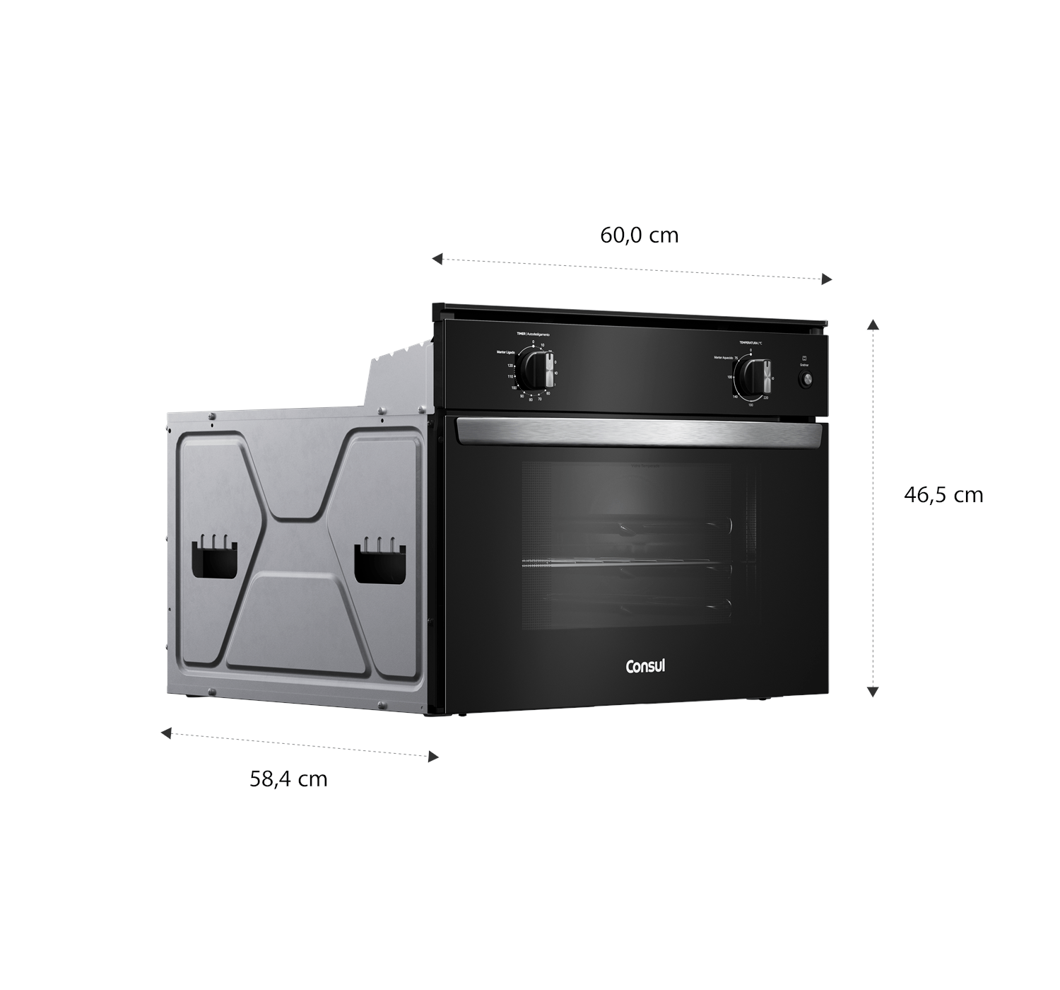 Miniatura Forno de Embutir Elétrico 47 litros Consul Preto com Timer e Função Gratinar - COB47BE 110V