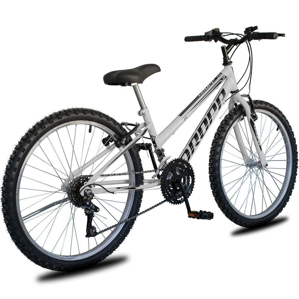 Miniatura Bicicleta Aro 26 Infantil Feminina 18 Vel Marchas Dropp Sport Freio V-brake - Branco+preto - único Branco+preto