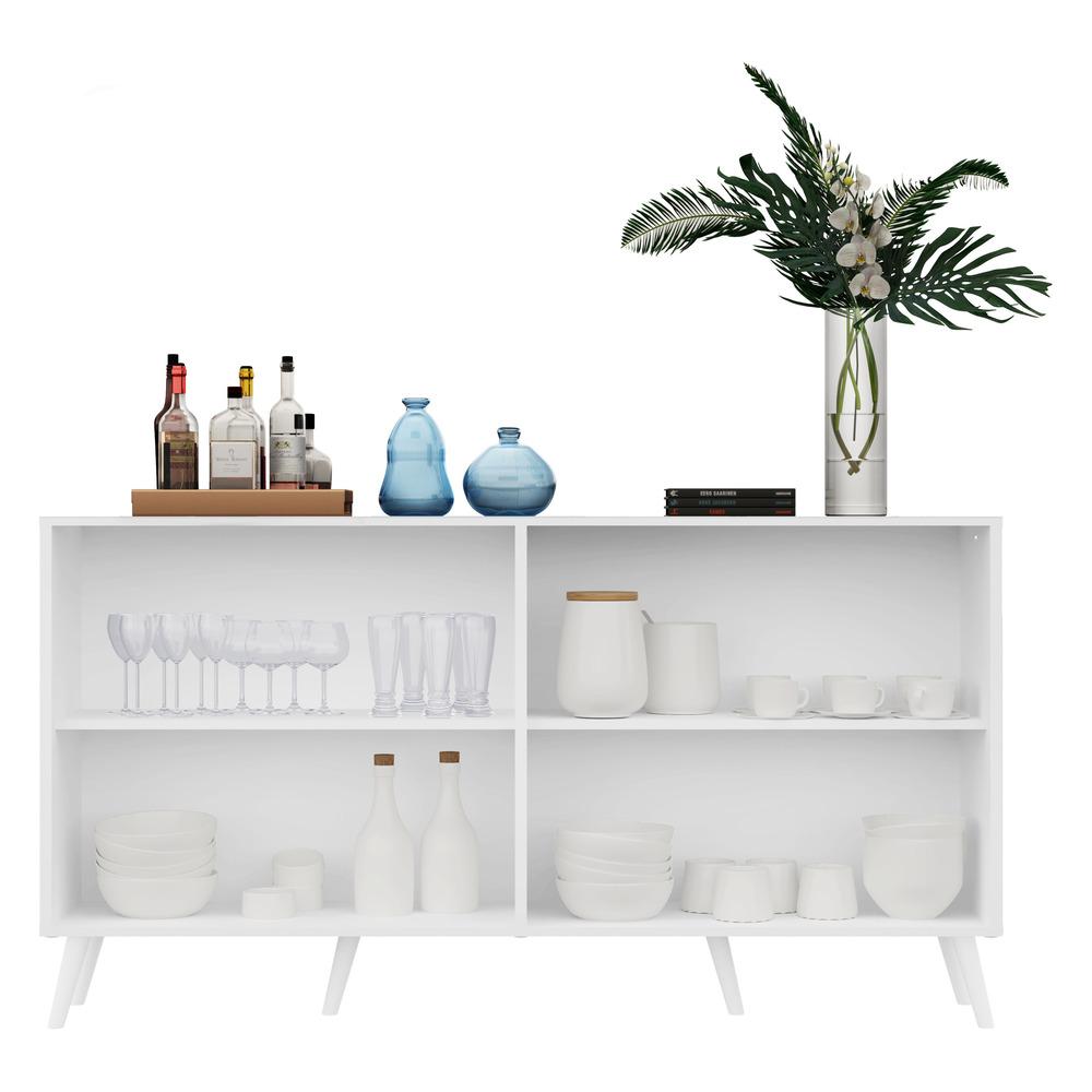 Aparador Buffet 4 Portas com Espelho Retrô Vegas Multimóveis V3562 Branco