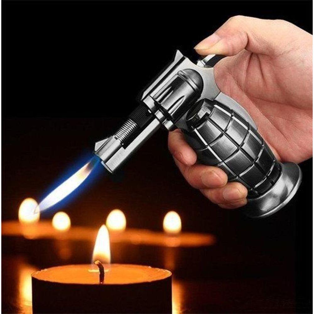 Miniatura Isqueiro Tocha Flamejante Maçarico Portátil Culinário Automático à Gás Acendedor Flambador