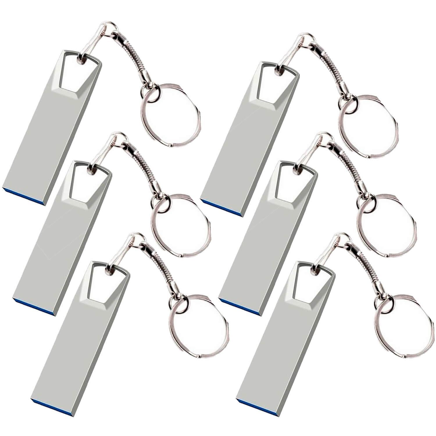 Miniatura Kit 6 Pen Drive 16Gb Metalico Usb 2.0 Prata Classe 10