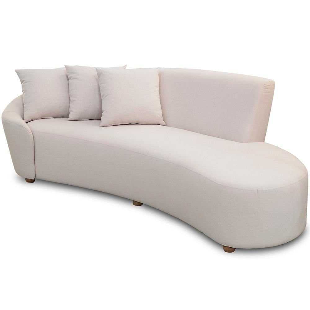 Miniatura Sofá 4 Lugares Com Puff Orgânico Sala Living 270cm Adam T03 Veludo Bege - Lyam Decor