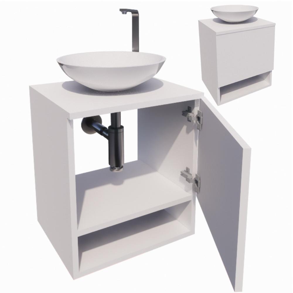 Miniatura Gabinete Armário para Banheiro com Cuba e Espelho 40cm Branco