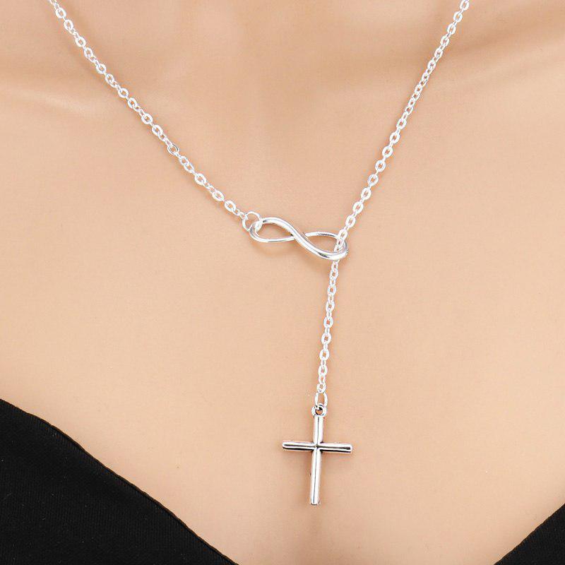 Miniatura Colar Feminino Símbolo Do Infinito Prateado Cruz