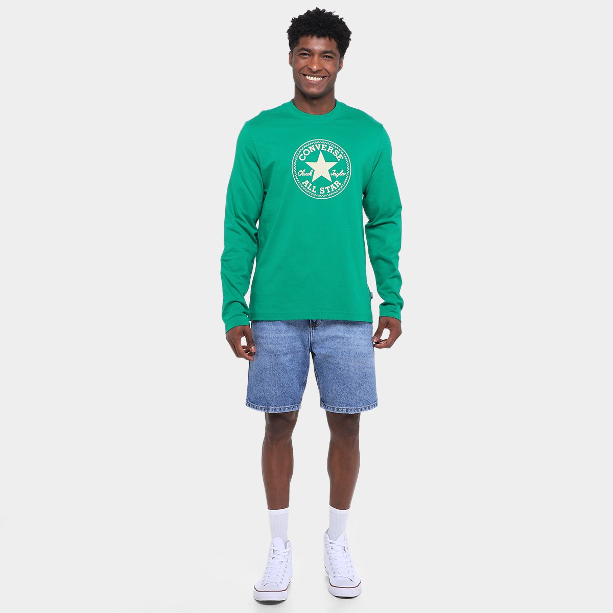 Miniatura Camiseta Converse As Patch Standa Fit Masculina Verde - G