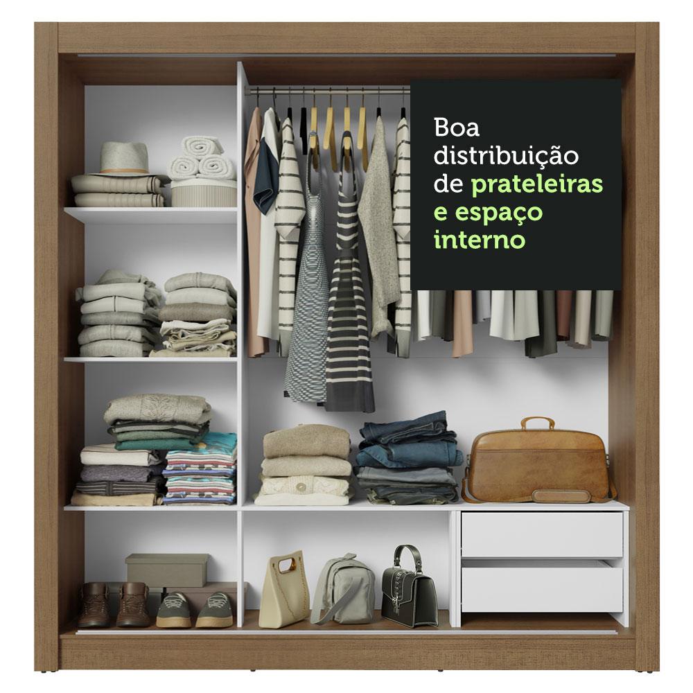 Guarda-Roupa Casal 3 Portas de Correr Rustic/Preto Sublime Madesa Rustic/Preto