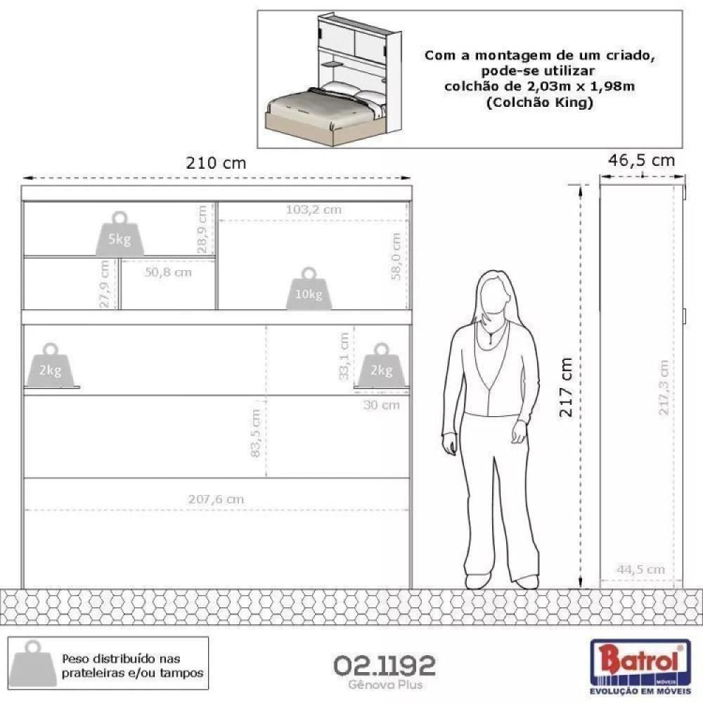 Conjunto para Quarto com Guarda Roupa Modular Gênova Plus Freijó Wood/Off-White