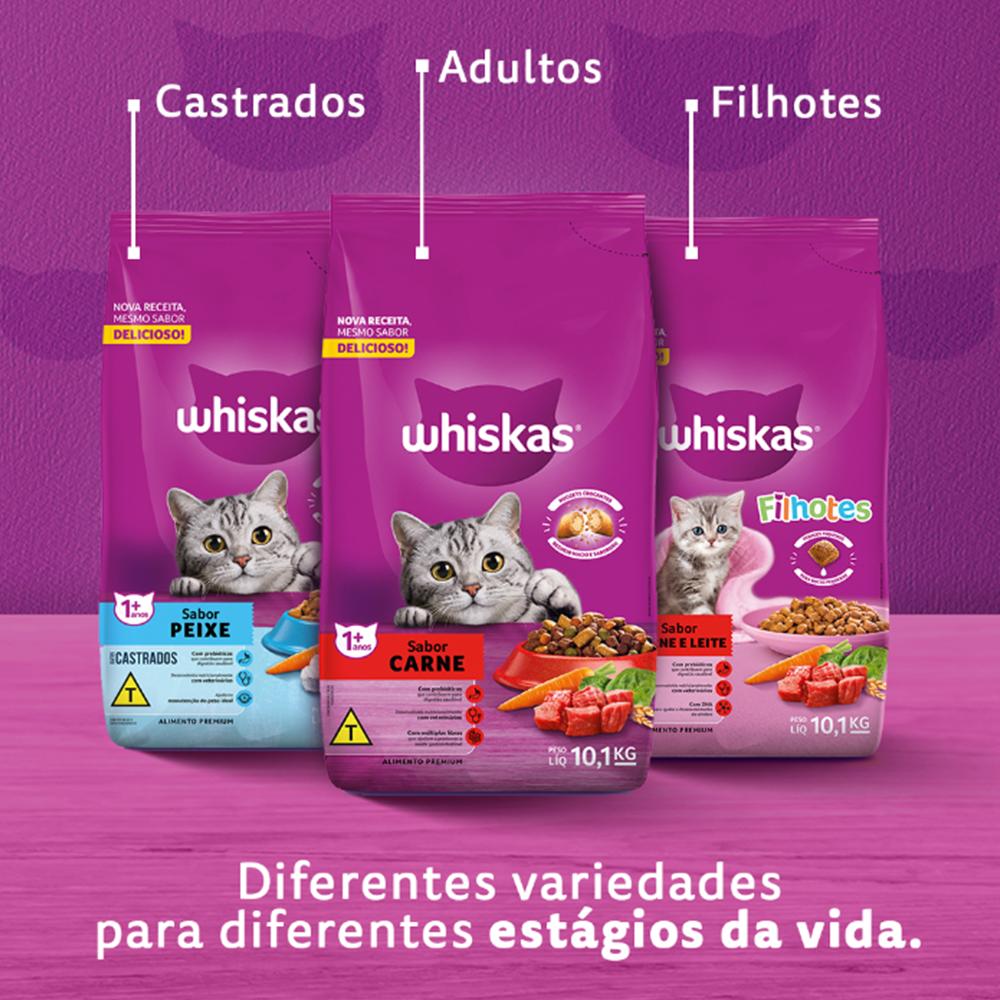 Miniatura Ração Whiskas Carne para Gatos Adultos - 10,1 Kg