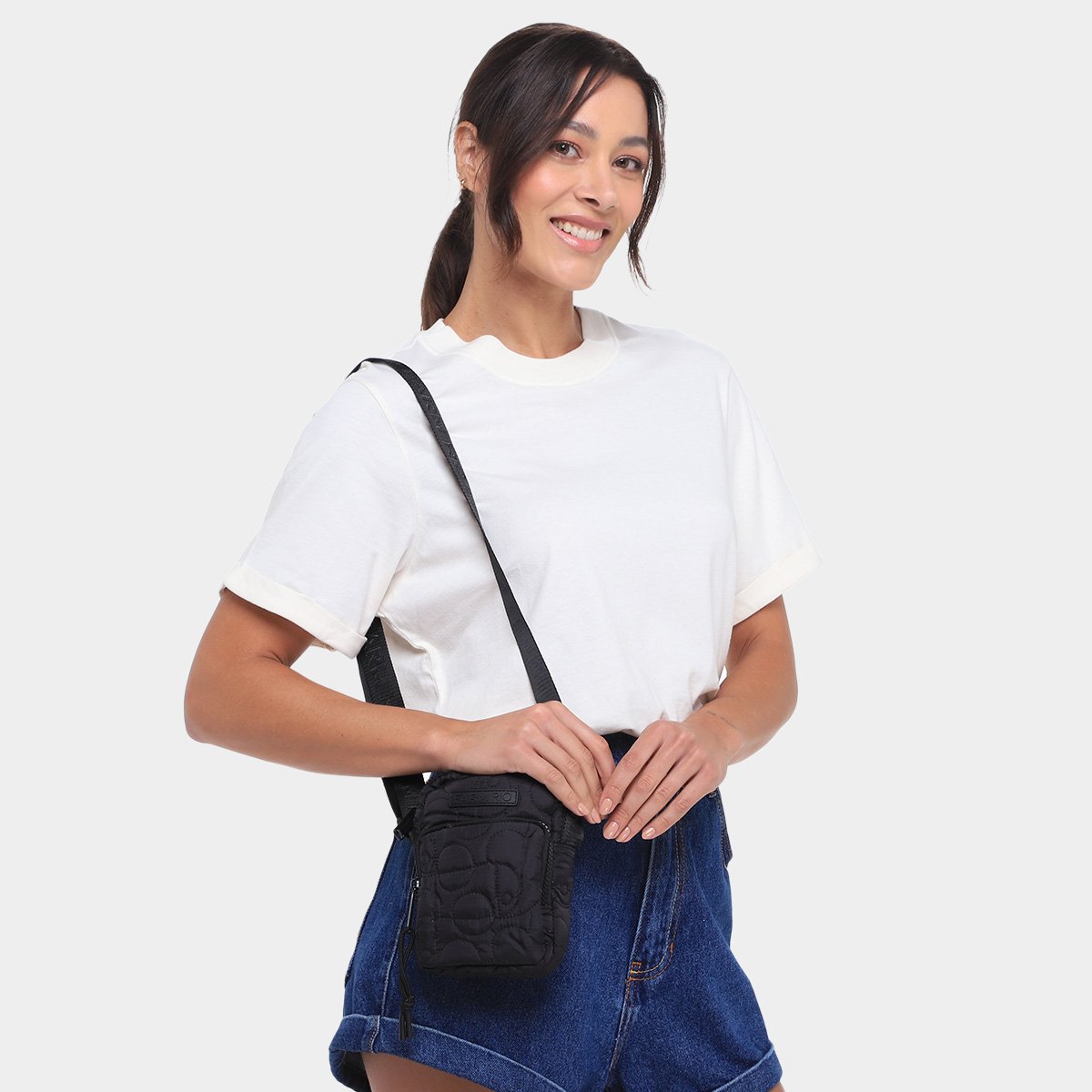 Miniatura Sholder Bag Farm Da Gema Puffer Preto