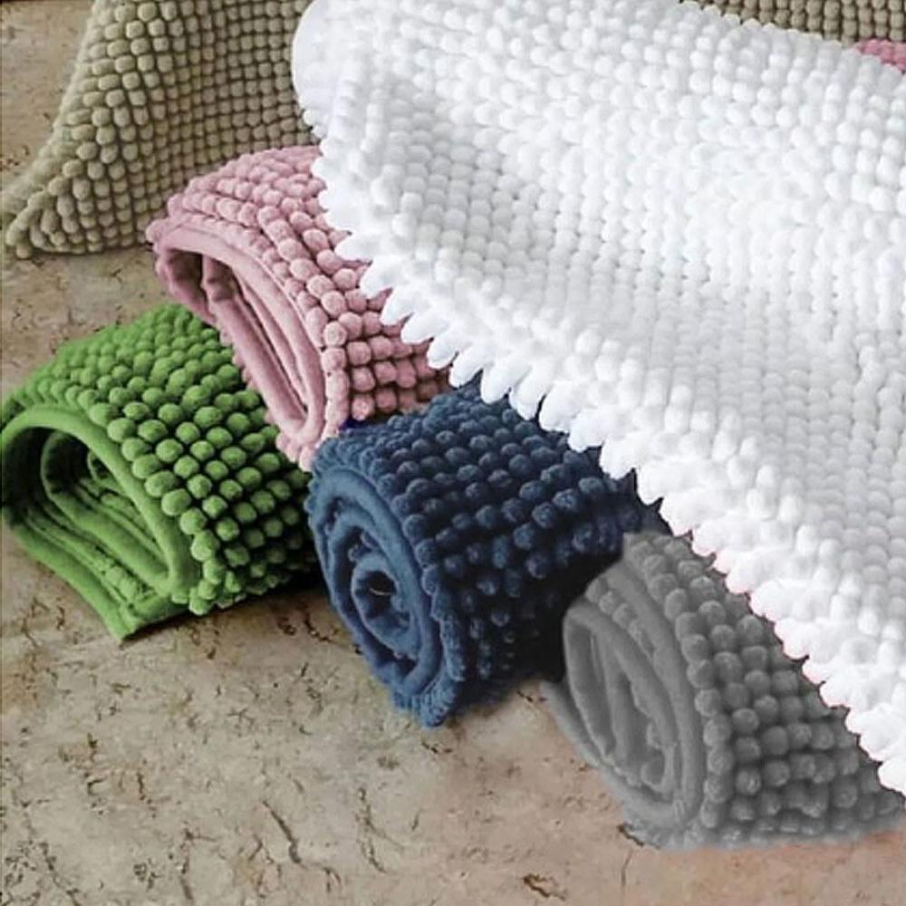 Kit 2 Tapetes Bolinhas Macio 38X58Cm Banheiro Bege