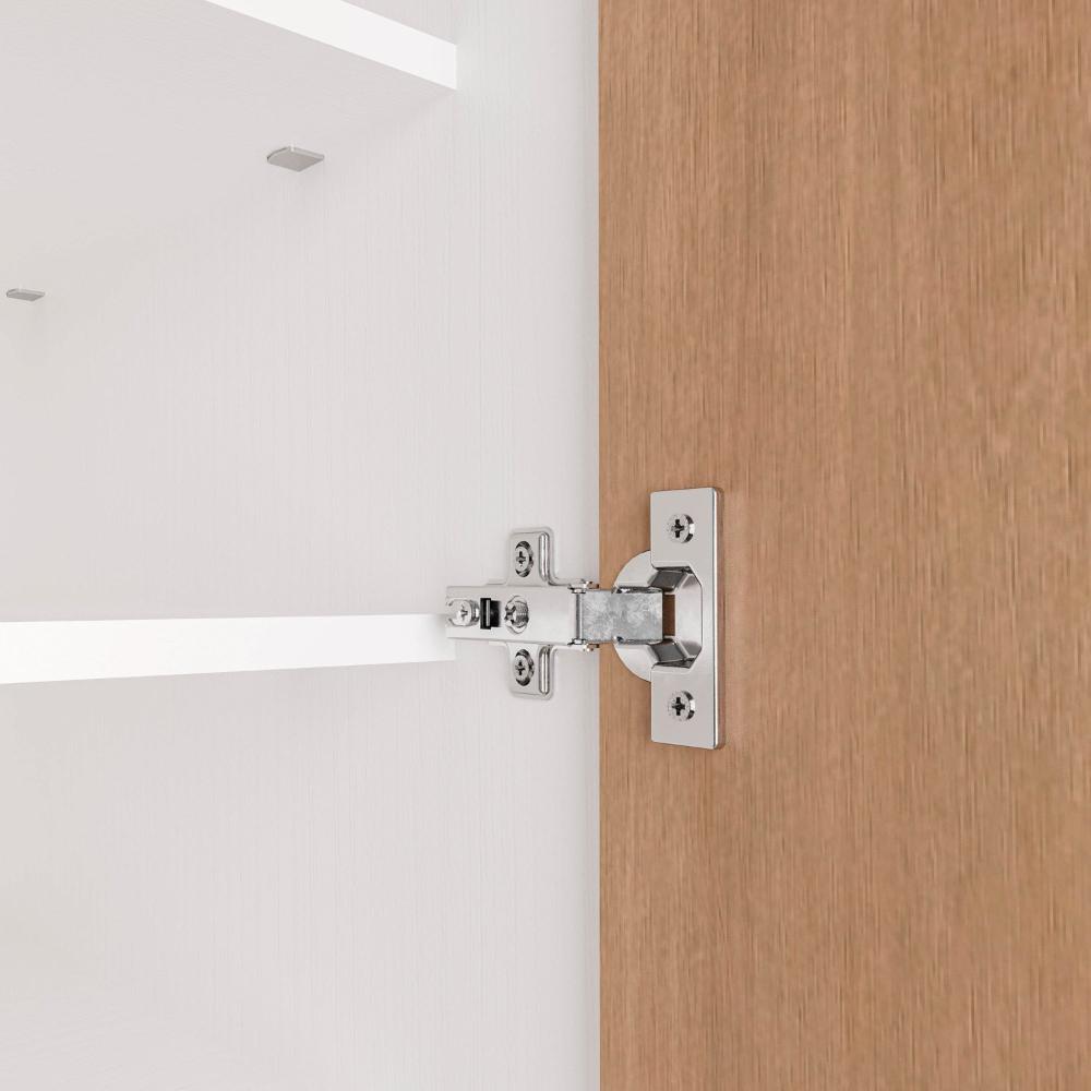 Guarda Roupa Hera 1 Porta com Espelho 6 Prateleiras CabeCasa MadeiraMadeira Louro/Branco Geada