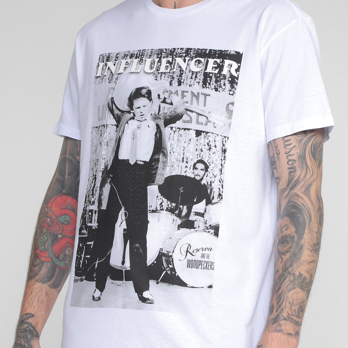Miniatura Camiseta Reserva Influencer Guitarra Masculina Branco - M