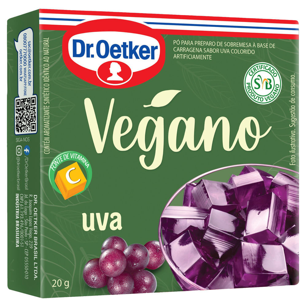 Miniatura Gelatina Dr. Oetker Vegana Sabor Uva 20g