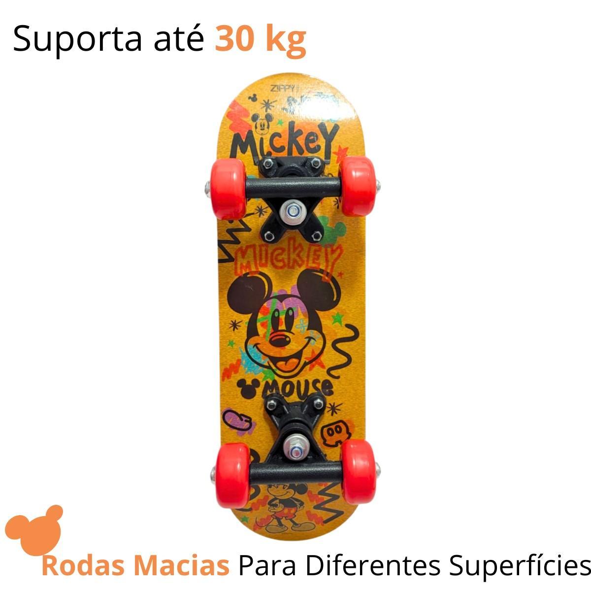Mini Skate Infantil Estampado Disney Suporta Até 30 Kg