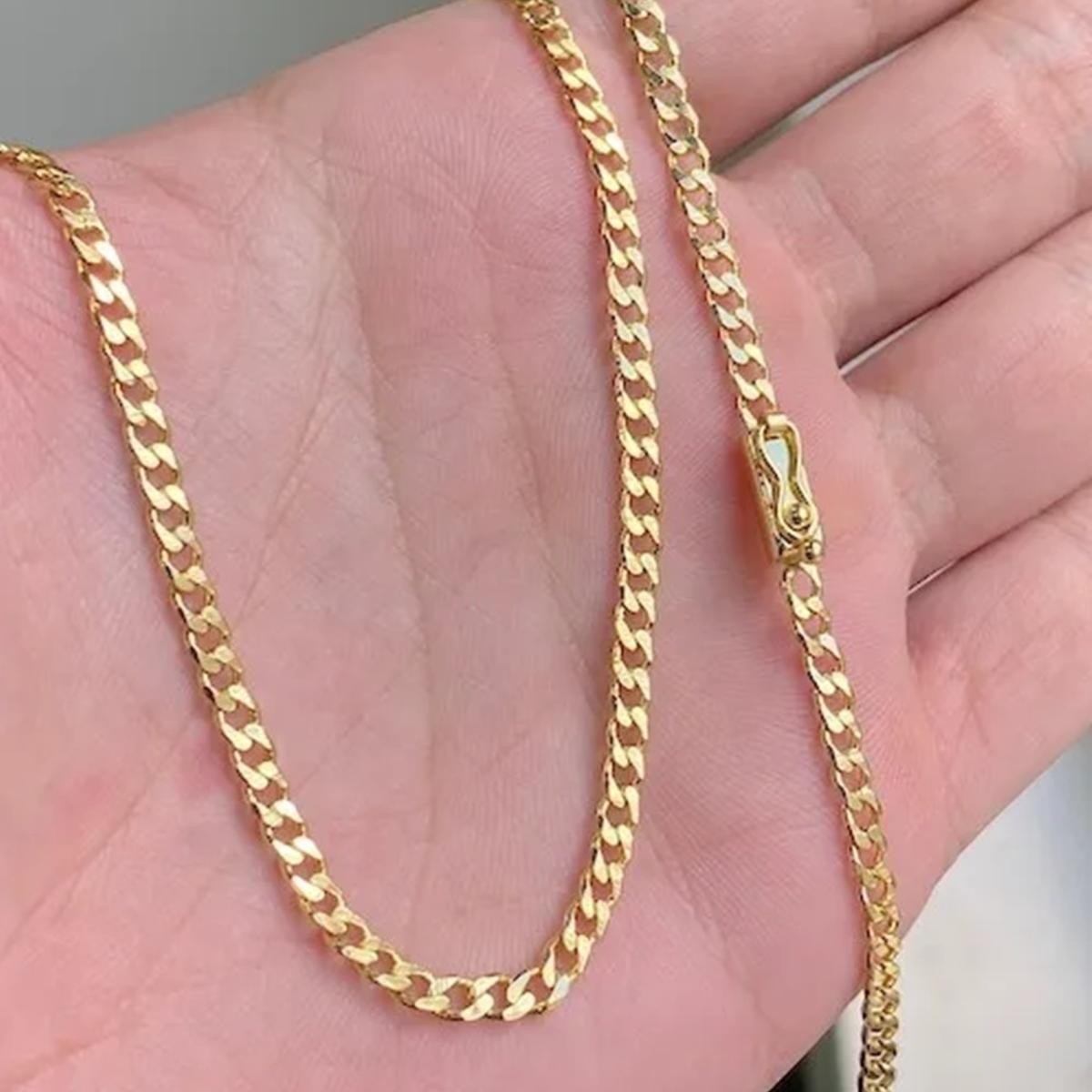 Miniatura Corrente Masculina Elo Grumet 1X1 Banhada A Ouro 18K 6Mm