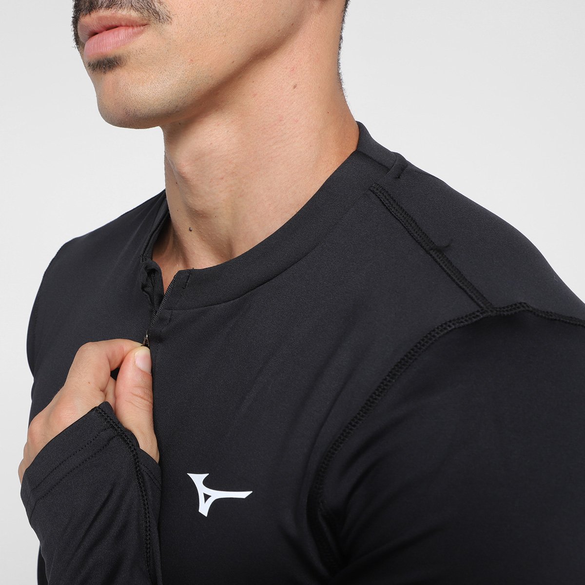 Miniatura Camiseta Mizuno Térmica Manga Longa Masculina Preto - G