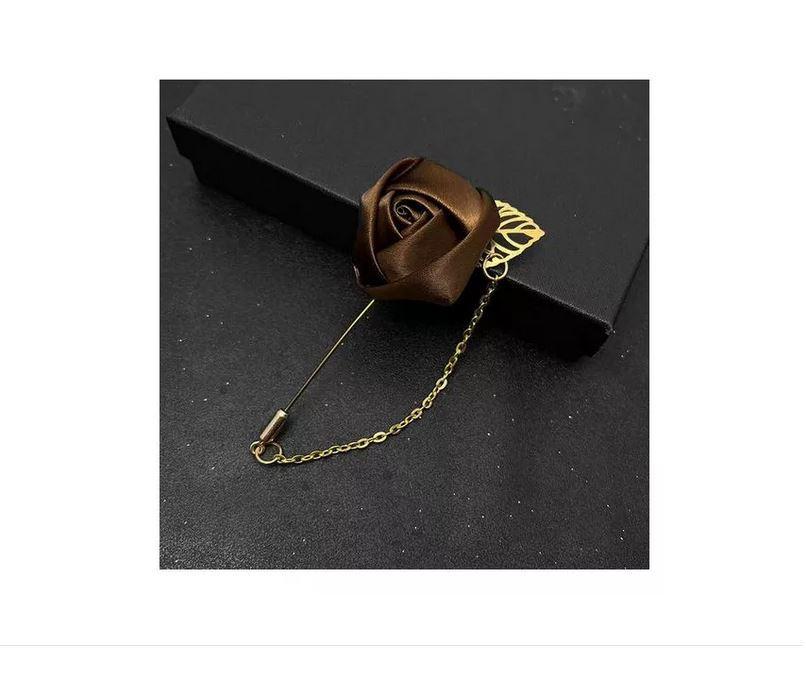 Miniatura Broche Tecido Terno Casamento Marrom 9 cm