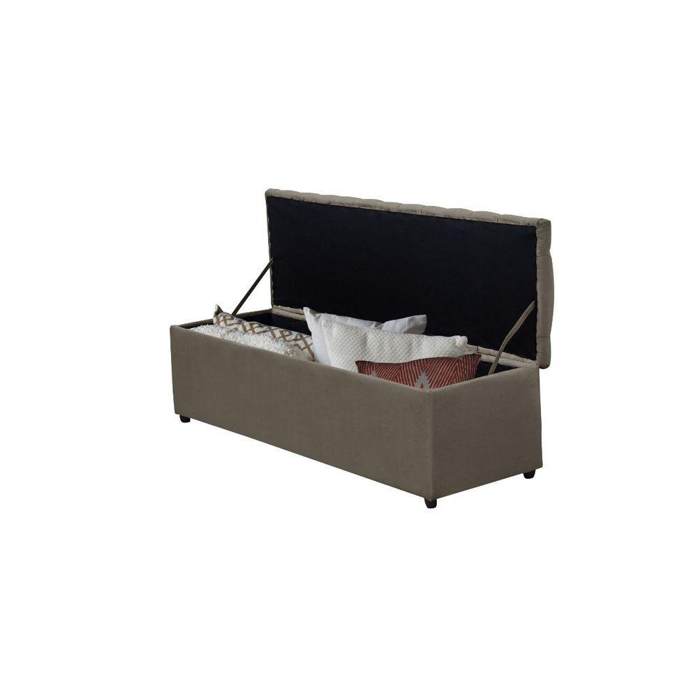 Miniatura Calçadeira Baú Recamier Viúva 120 Cm Raissa Suede Bege