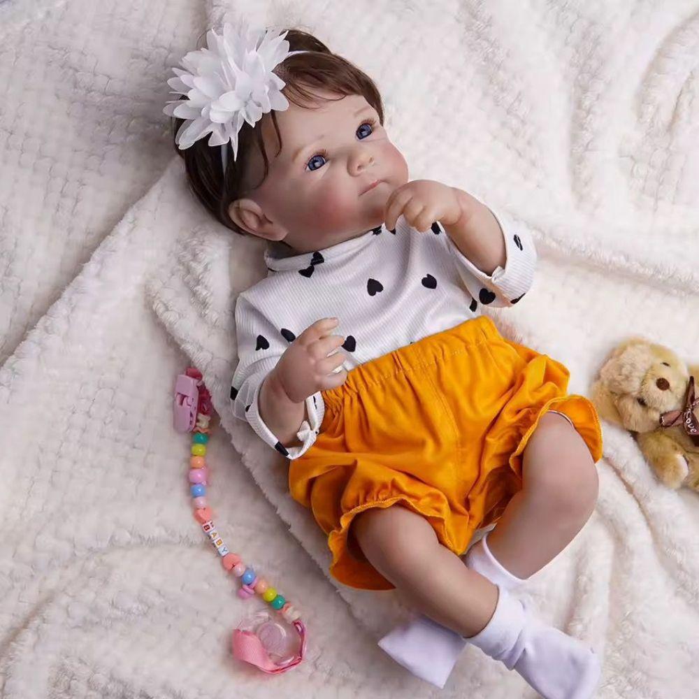 Miniatura Bebê Reborn Menina Olhos Abertos Artesanal Corpo De Vinil De Silicone Macio