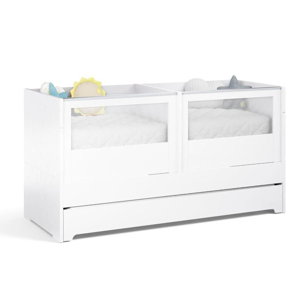 Berço Duplo Para Gêmeos Coleção Sol E Mar Divicar Branco