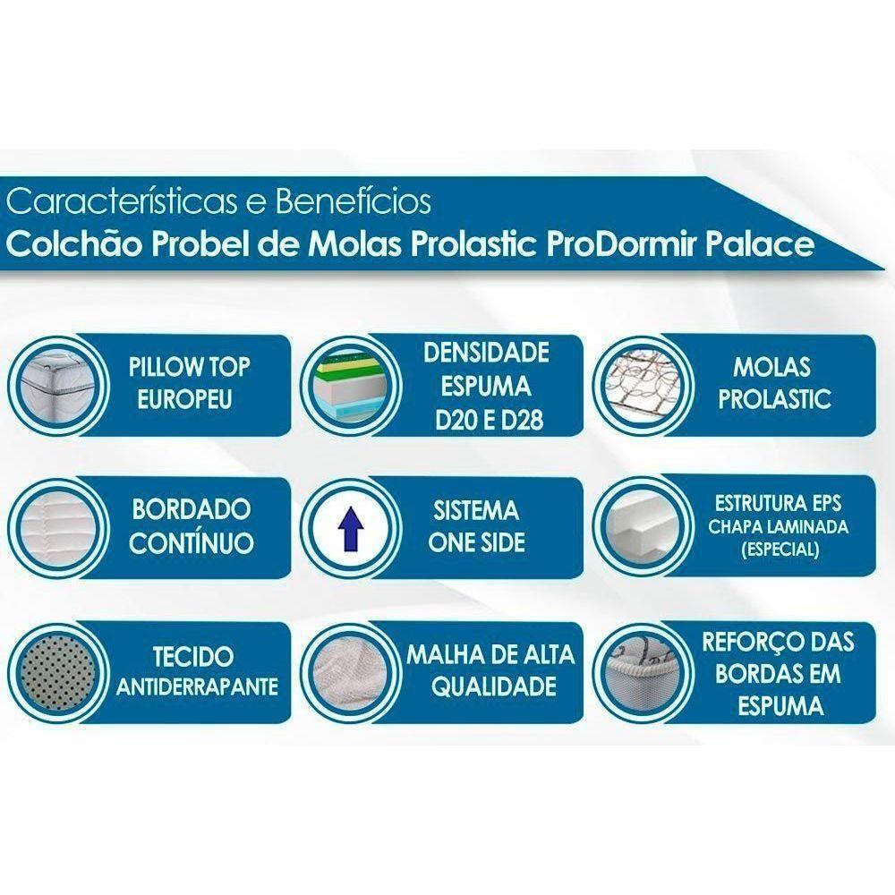 Miniatura Cama Box Queen: Colchão Molas Ensacadas Probel Masterpocket Prodormir Pallace + Base Brown(158X198)