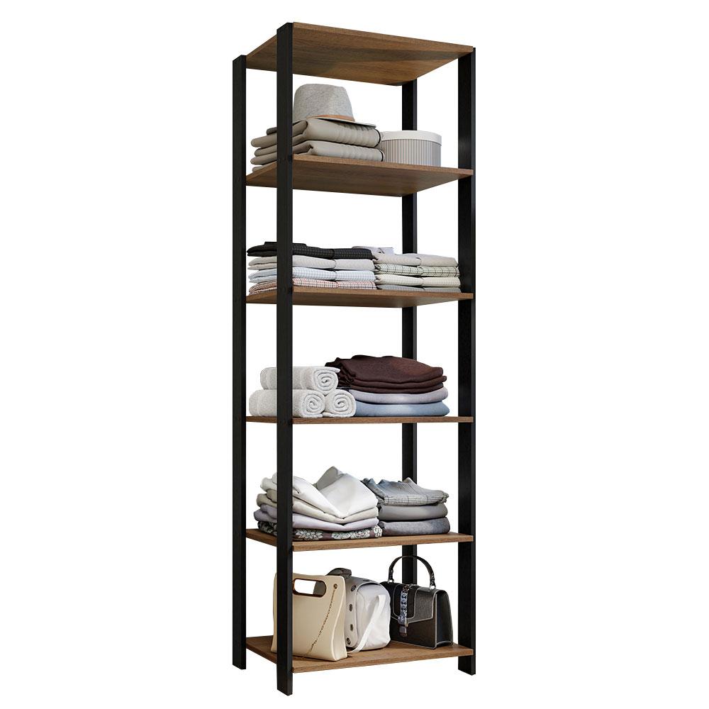 Closet Aberto Guarda-Roupa 59cm Rustic/Preto Madesa Rustic/Preto