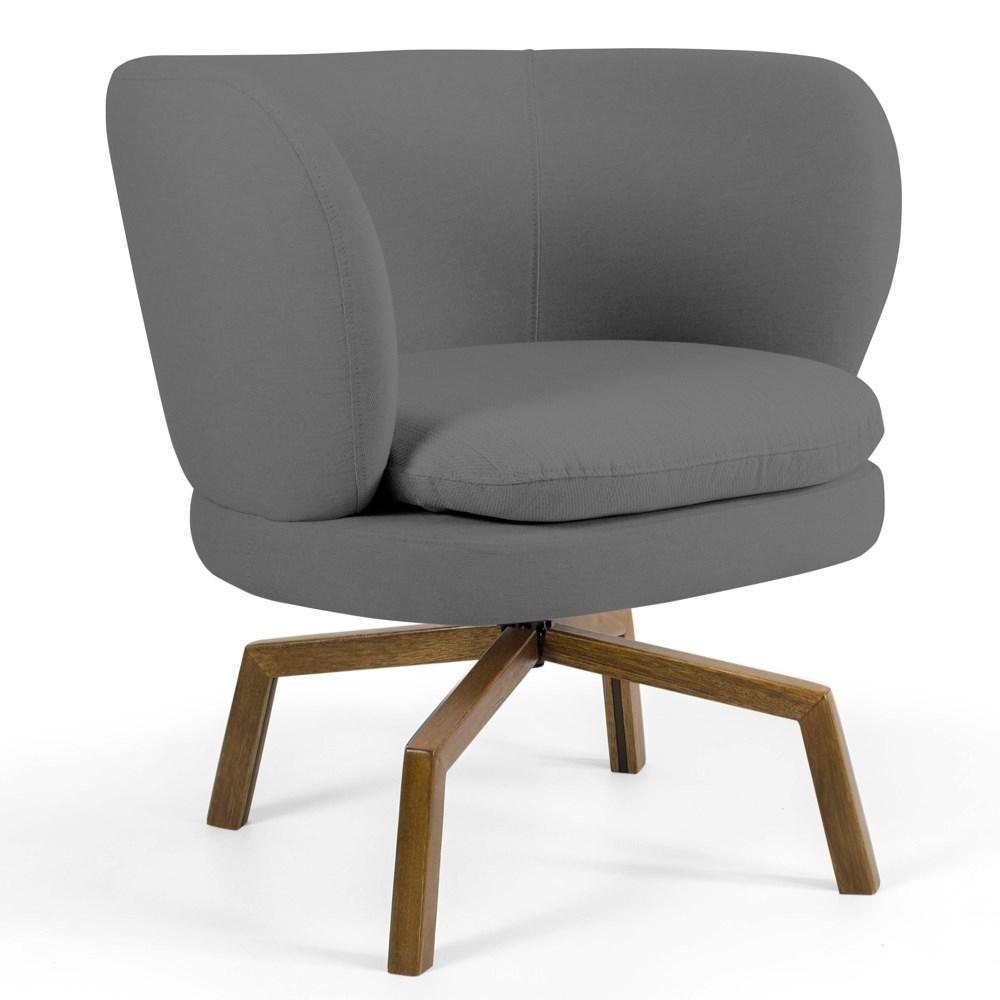 Miniatura Poltrona Decorativa Sala De Estar Melissa Base Ka Giratória Veludo C-317 Cinza - Domi